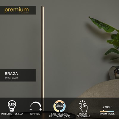 Lucide BRAGA - Stehlampe - Ø 30 cm - LED Dim. - CCT - 1x22W 2700K/4000K - Kaffee | Premium